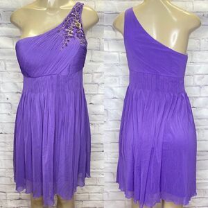 Sue Wong Purple Embellished One Shoulder Knee Length dress size 6